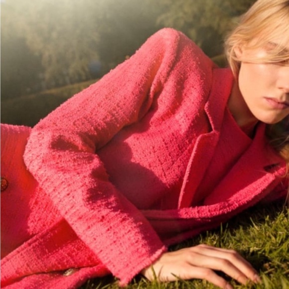 Boden Hot Pink Neon Boucle Tweed Chanel Fantasy Look Jacket Fringe Trim Chic 💕 - Picture 1 of 16